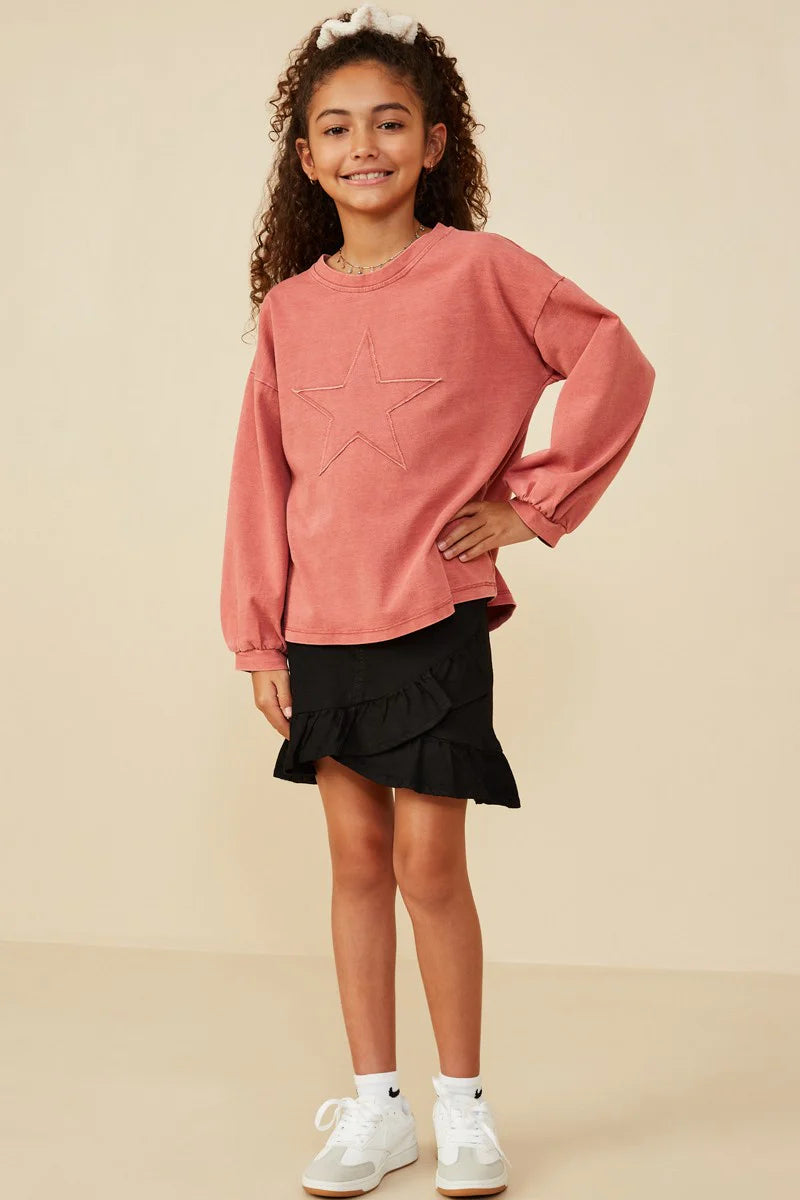 Star Patched Top Red