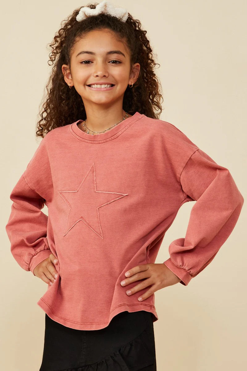 Star Patched Top Red