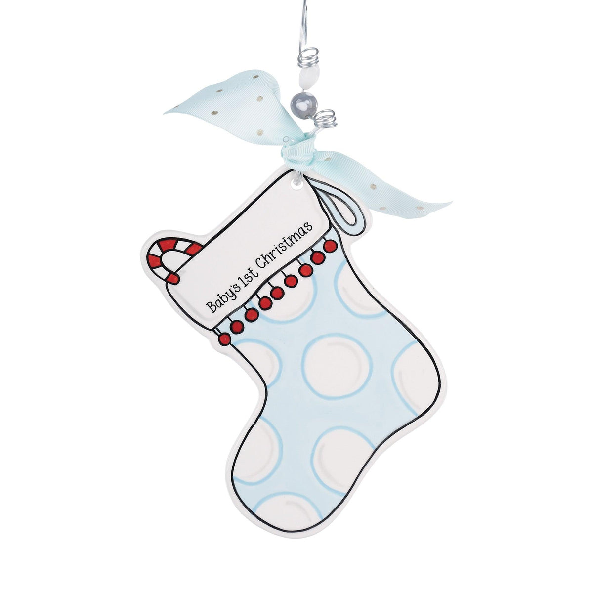 Baby's First Christmas Blue Stocking Flat Ornament