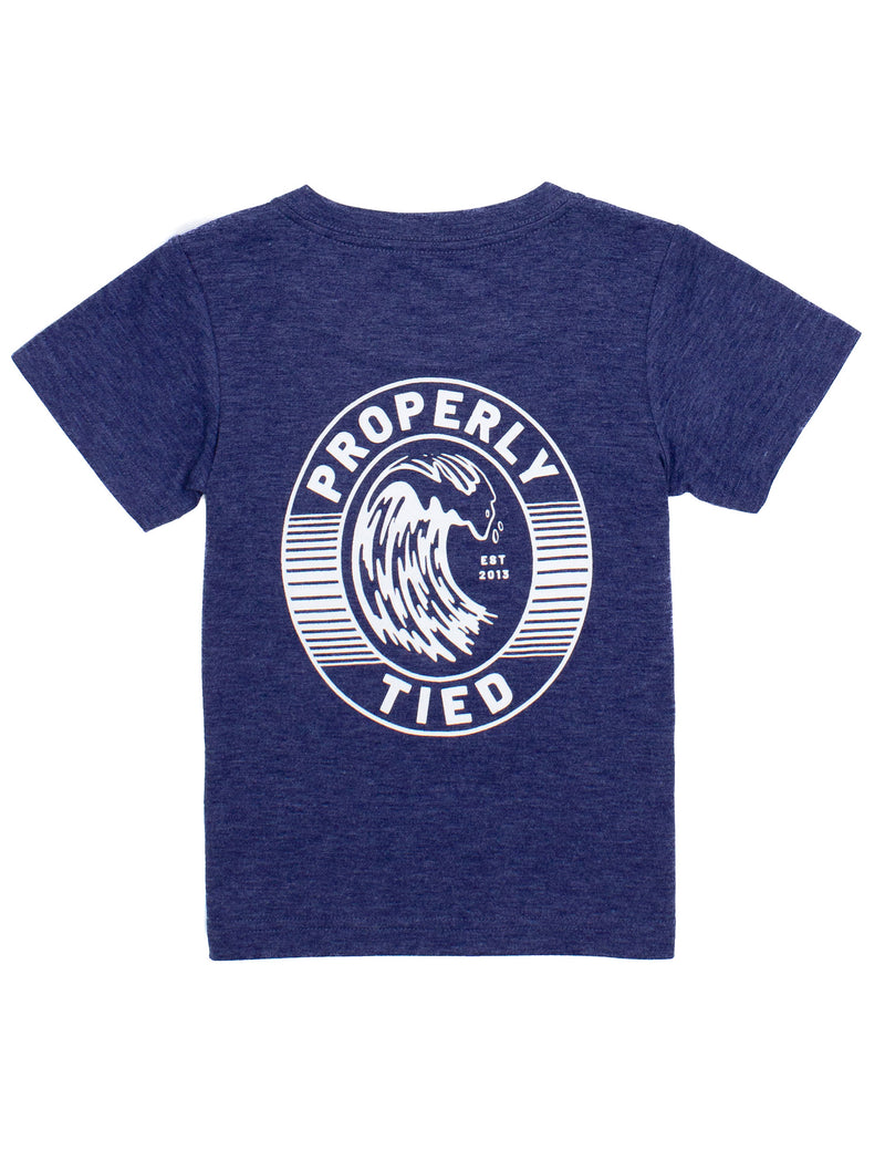 LD Portland Pocket Tee - Oval Wave - Navy Heather