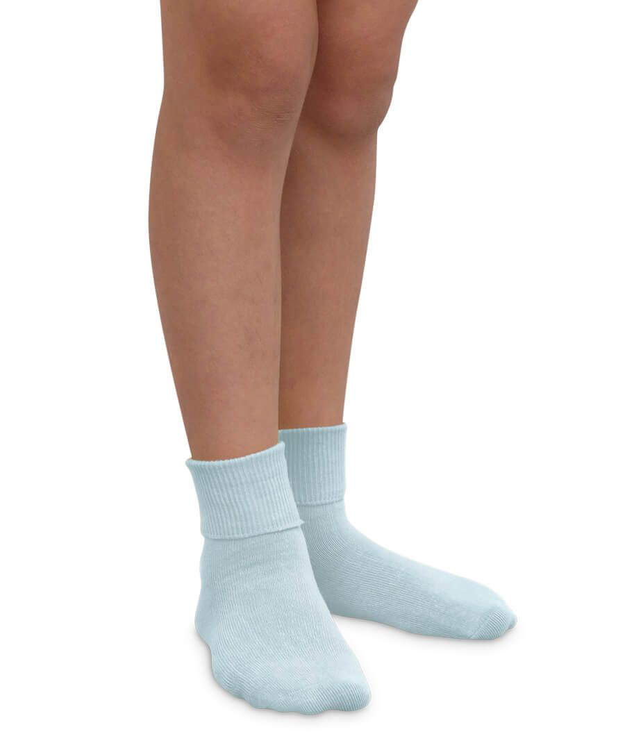 Organic Smooth Toe Turn Cuff Socks Lt Blue