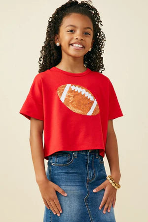 Red Sequin Football Tee