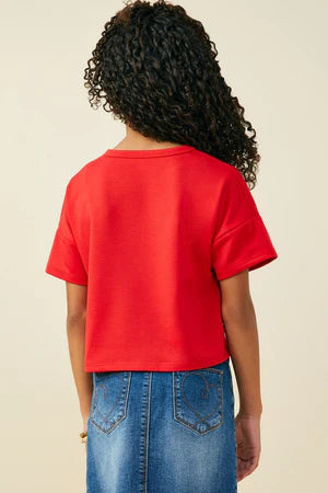 Red Sequin Football Tee
