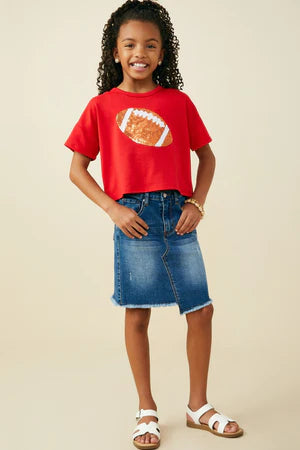 Red Sequin Football Tee
