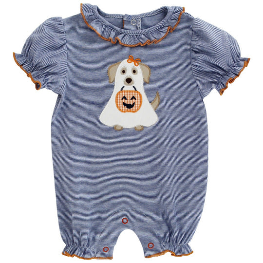 Happy Howl O Ween Girls Short Knit Romper