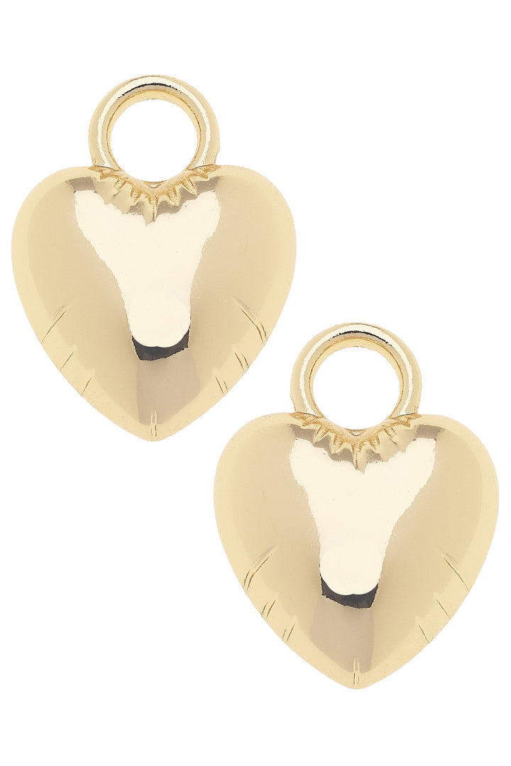 Puffy Heart Huggie Charms Shiny Gold
