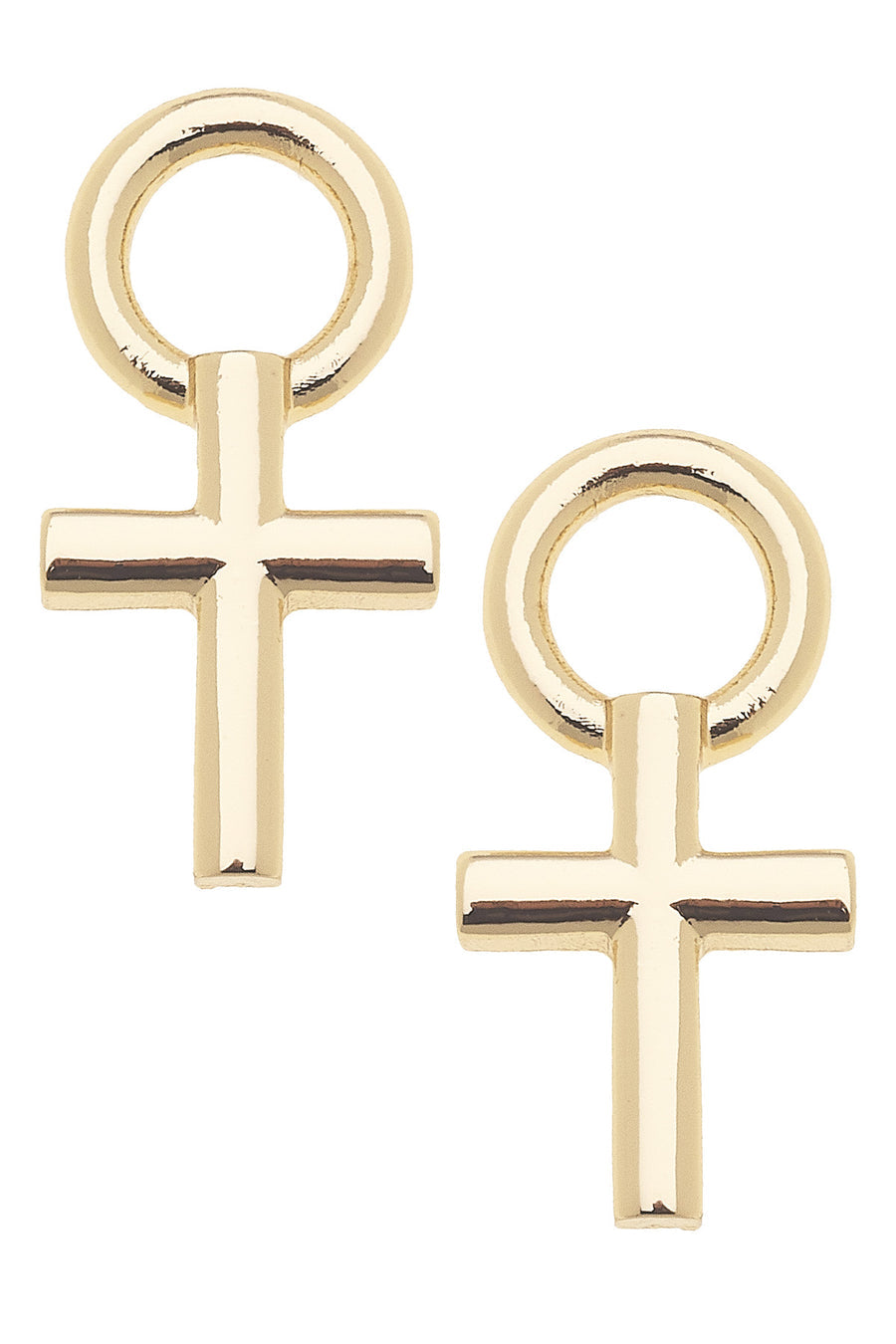 Cross Huggie Charms Shiny Gold