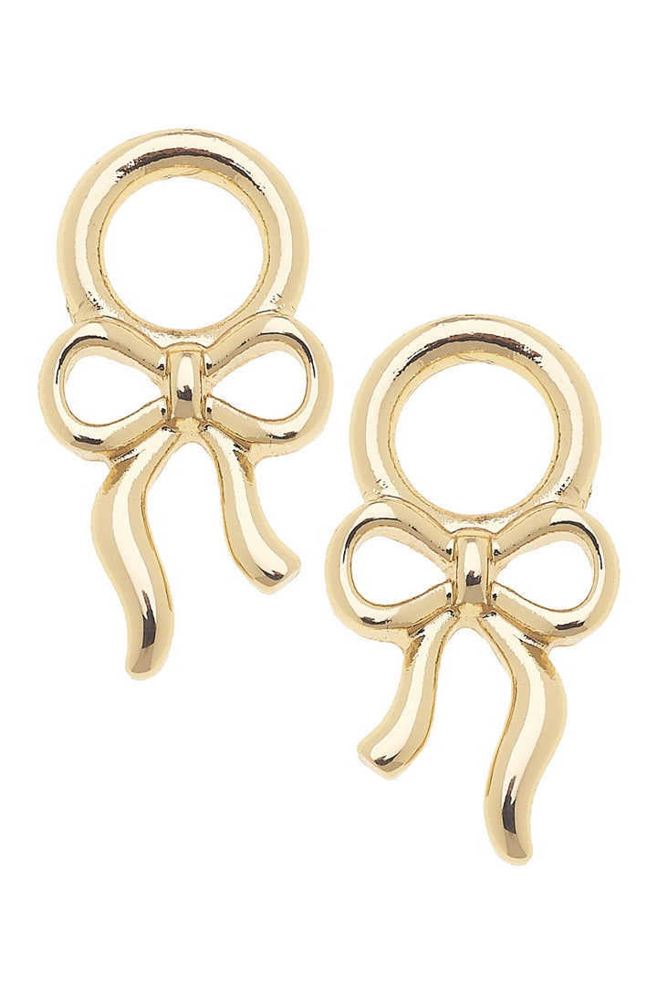 Tied Bow Huggie Charms Shiny Gold