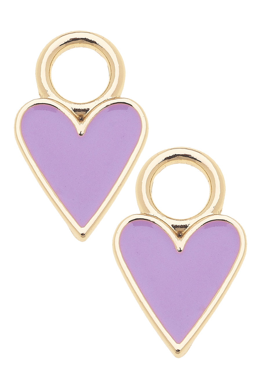 Enamel Heart Huggie Charms Lavender