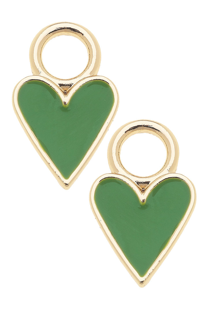 Enamel Heart Huggie Charms Neon Green