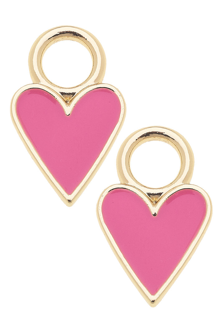 Enamel Heart Huggie Charms Neon Pink