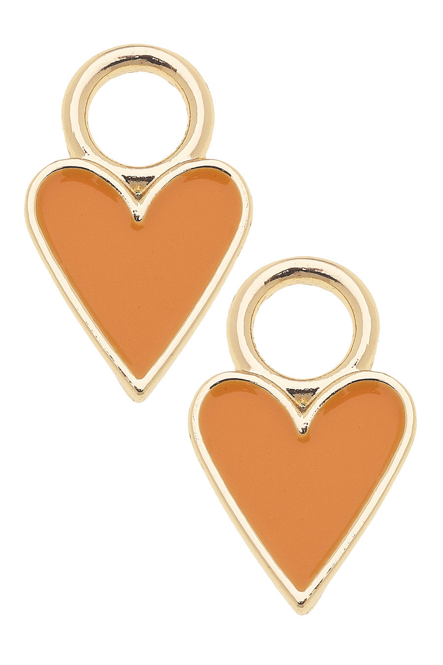 Enamel Heart Huggie Charms Orange