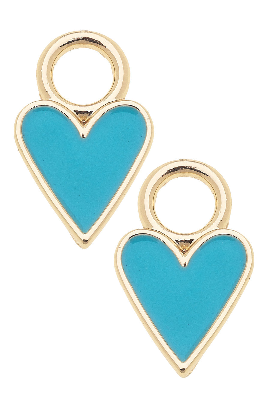 Enamel Heart Huggie Charms Teal
