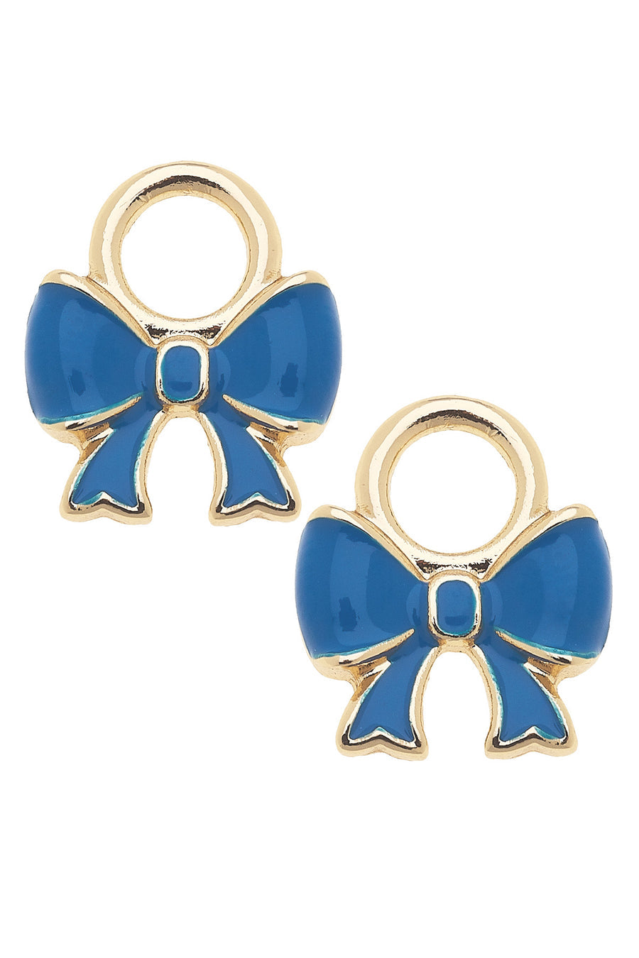 Enamel Bow Huggie Charms Blue