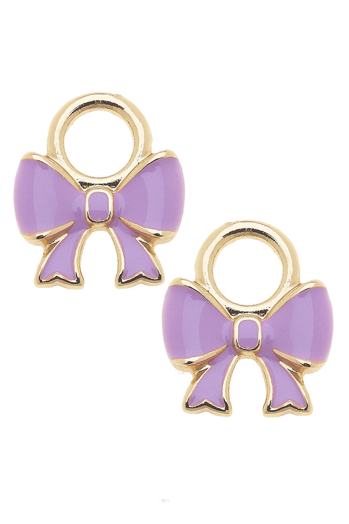 Enamel Bow Huggie Charms Lavender