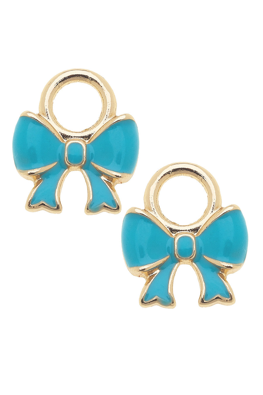 Enamel Bow Huggie Charms Teal