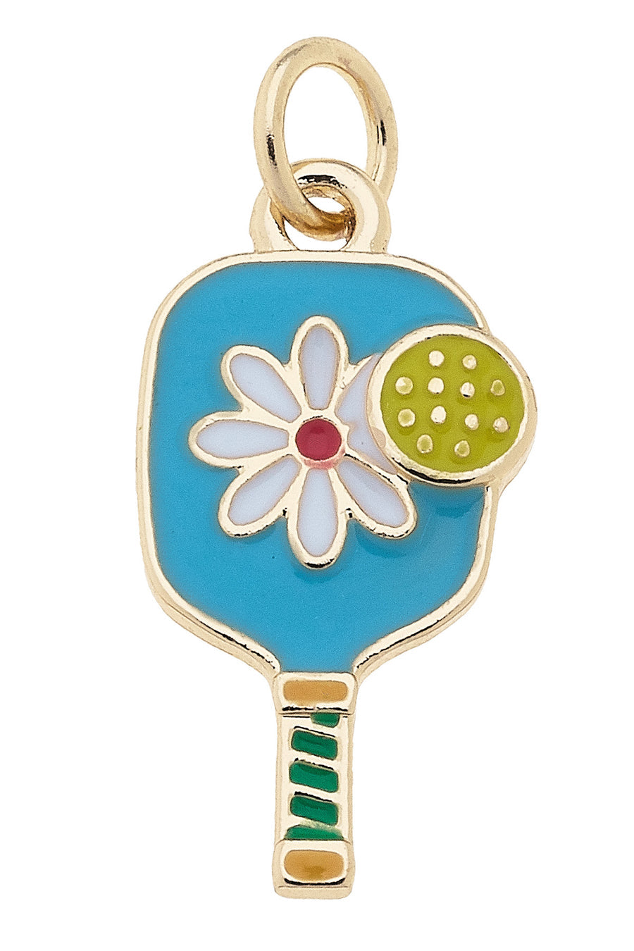 Enamel Flower Pickleball Paddle Charm Aqua