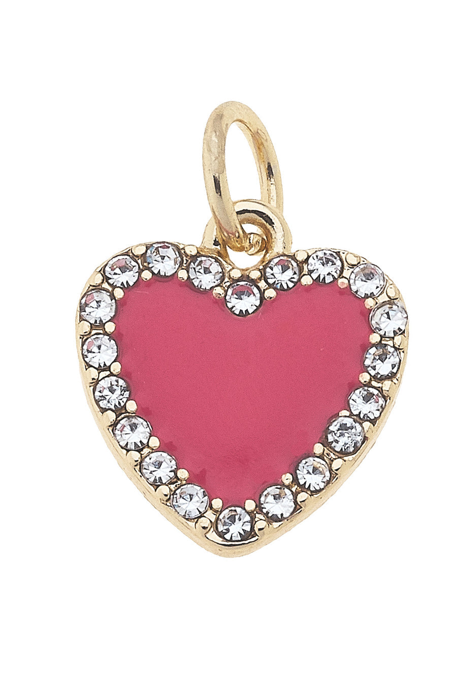 Pave Enamel Heart Charm Fuchsia