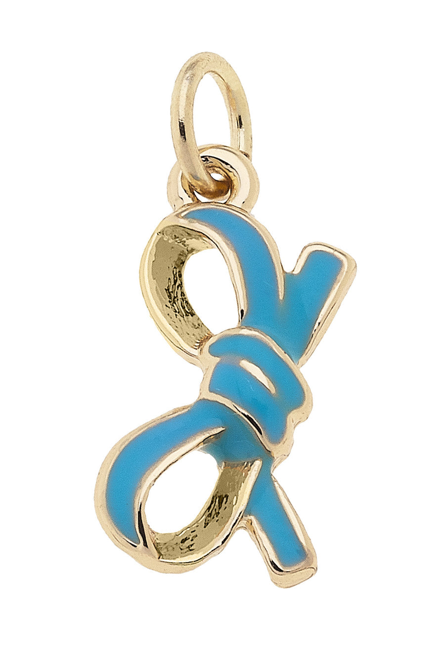 Leaning Enamel Bow Charm Aqua