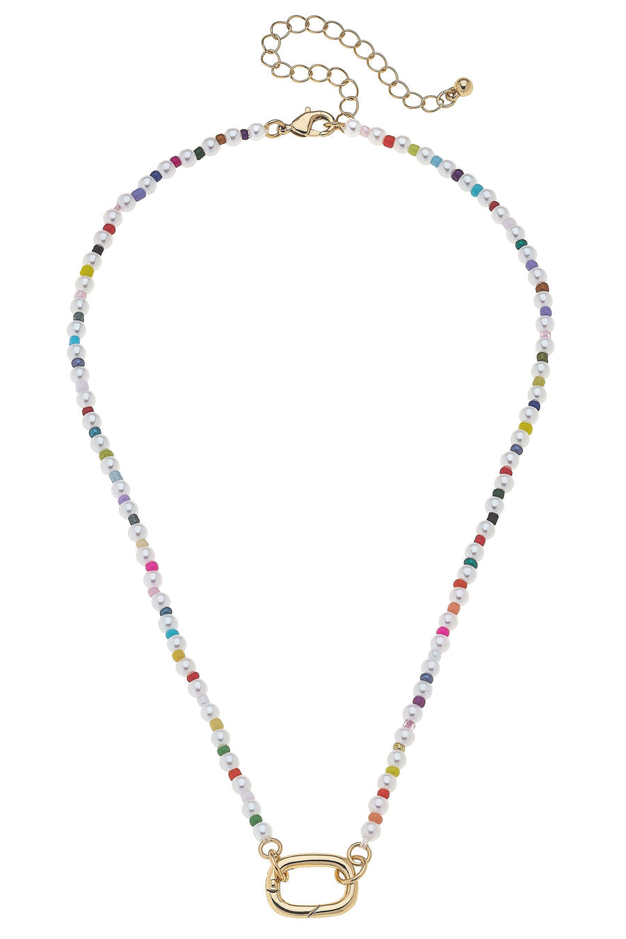 Mini Mazie Rainbow Pearl Charm Necklace Base Ivory