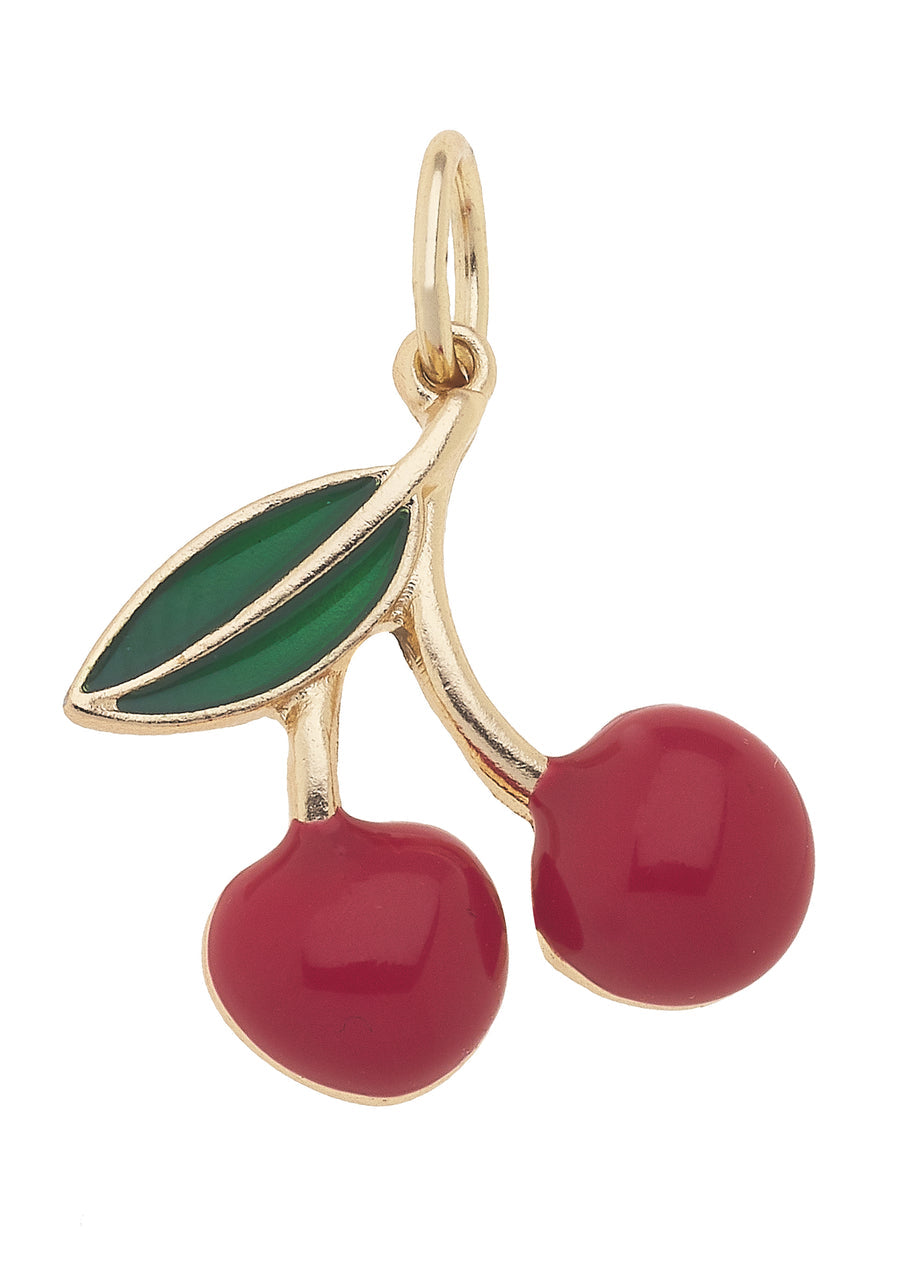 3D Cherries Charm Red & Green