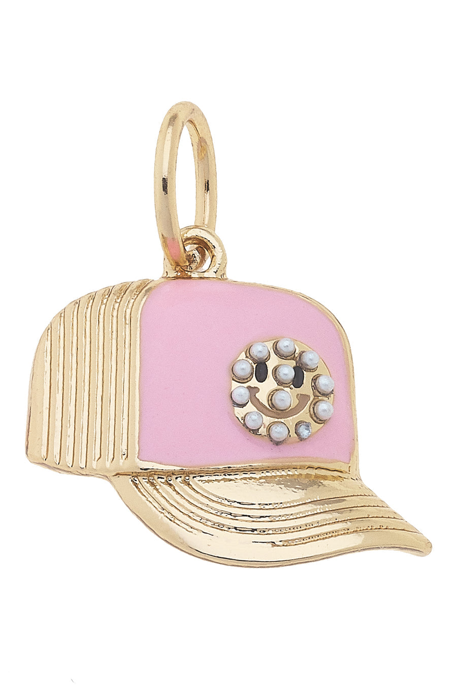 Smiley Face Trucker Hat Charm Light Pink