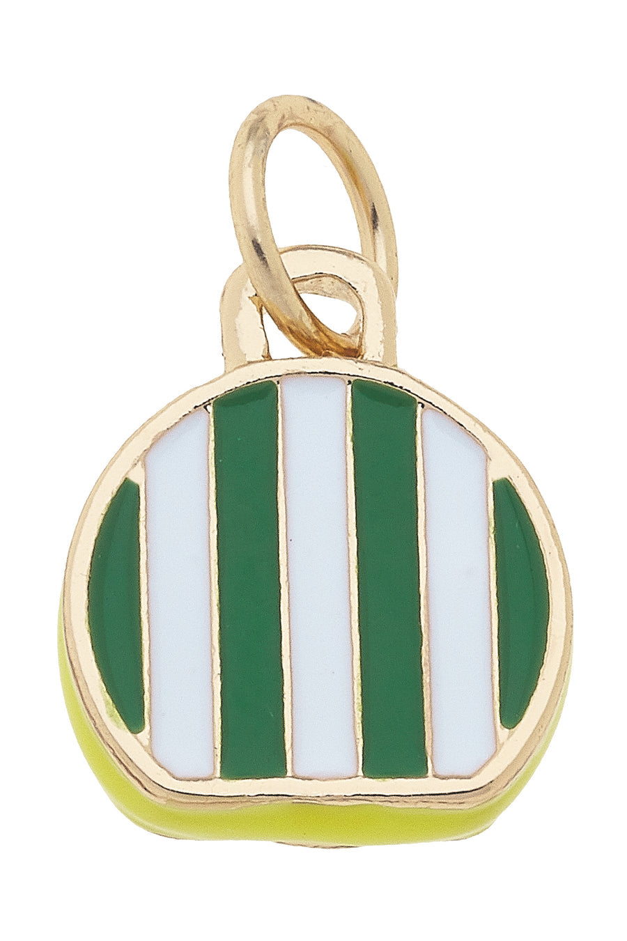 Striped Hat Box Charm Green & White