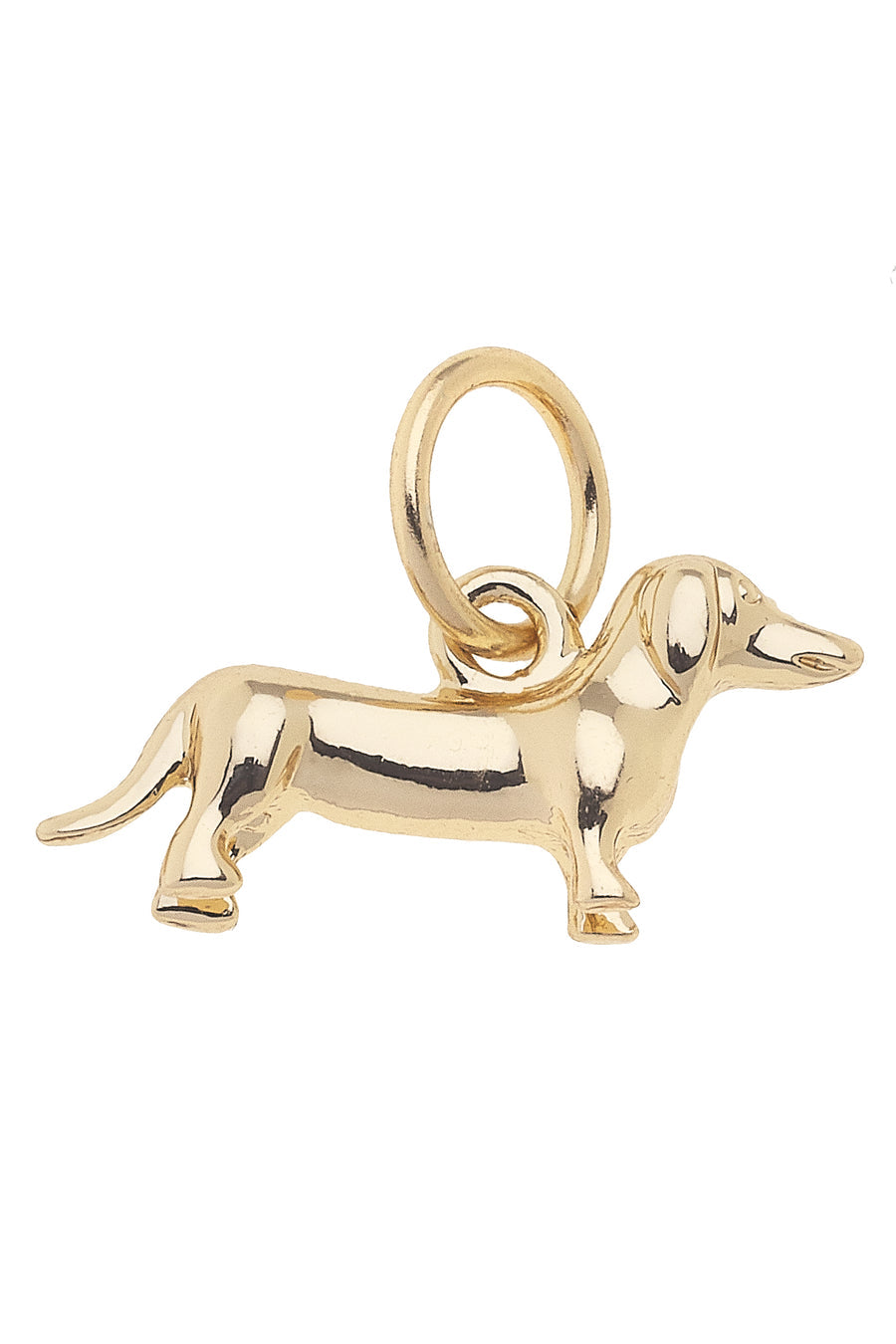 Dachshund Dog Charm Shiny Gold