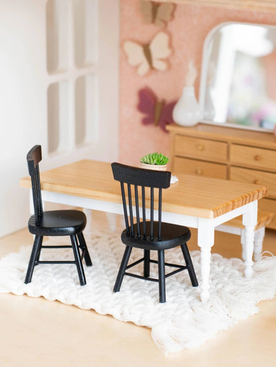 Dollhouse Farm Style Dining Table | Natural Wood & White