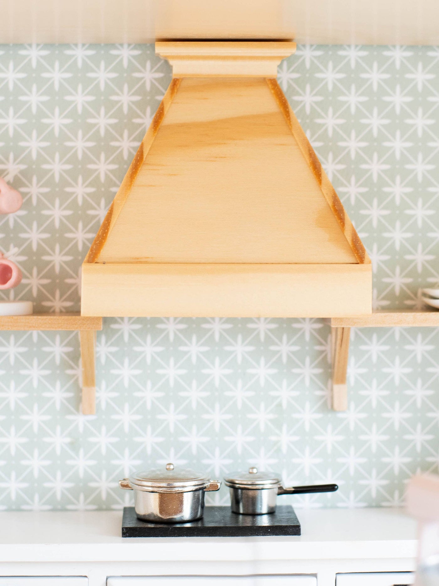 Dollhouse Farm Style Oven Range Hood | Natural Wood