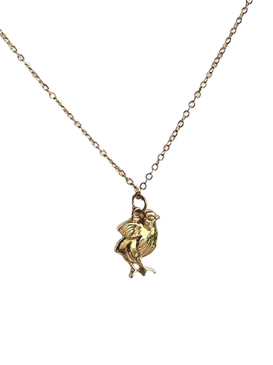Gold Chick Pendant Necklace