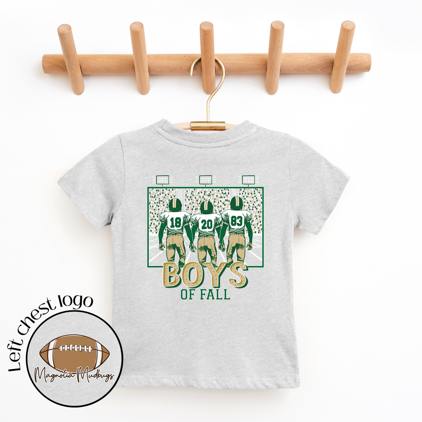Boys of Fall Green & Gold Football Tee