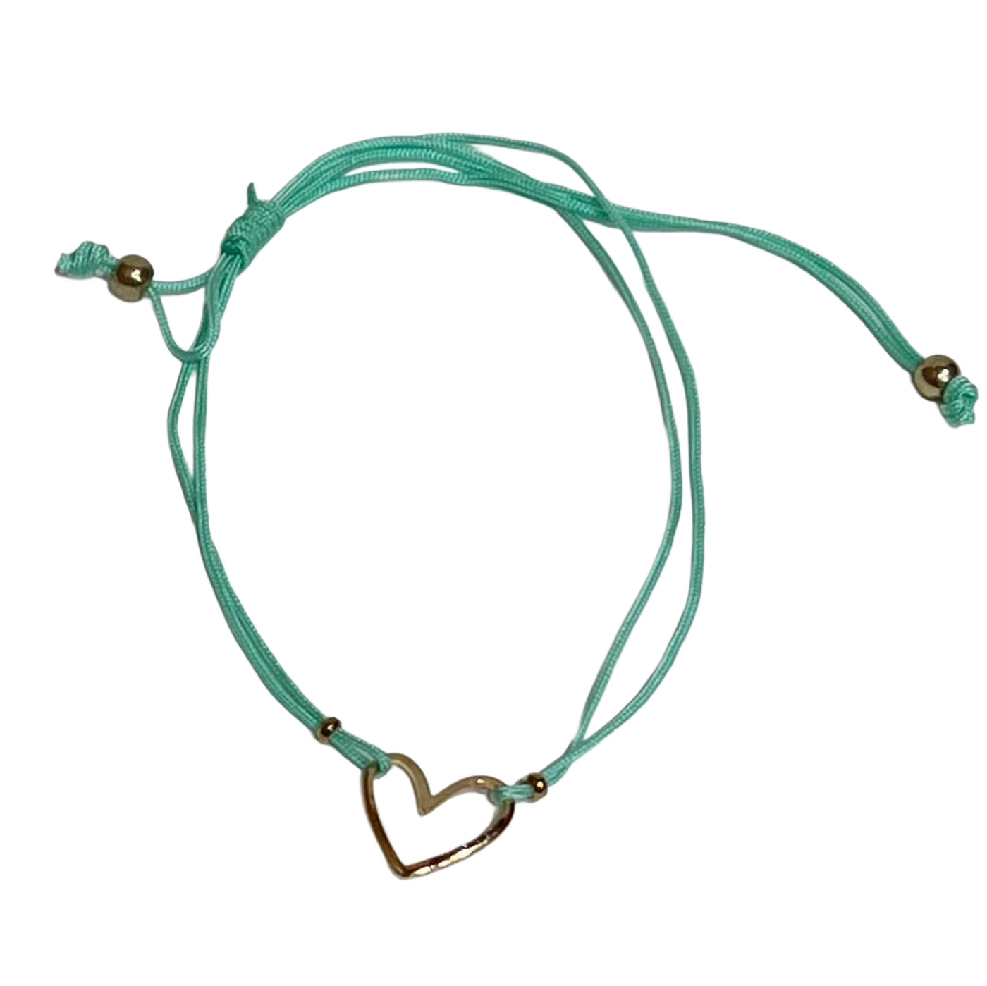 Drawstring Bracelet with Gold Heart Charm (7 Colors)