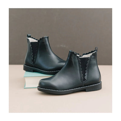 Nicola Scalloped Chelsea Boot Black