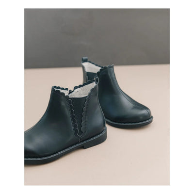 Nicola Scalloped Chelsea Boot Black