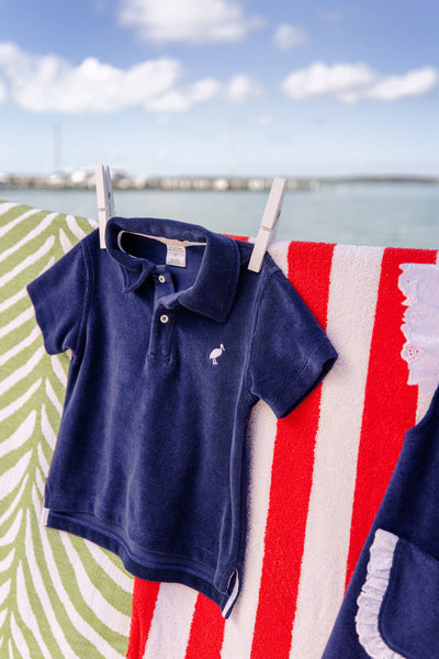 Prim & Proper Polo Terrycloth Nantucket Navy