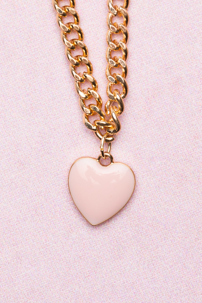 Boutique Chunky Chain Heart Necklace and Bracelet Set
