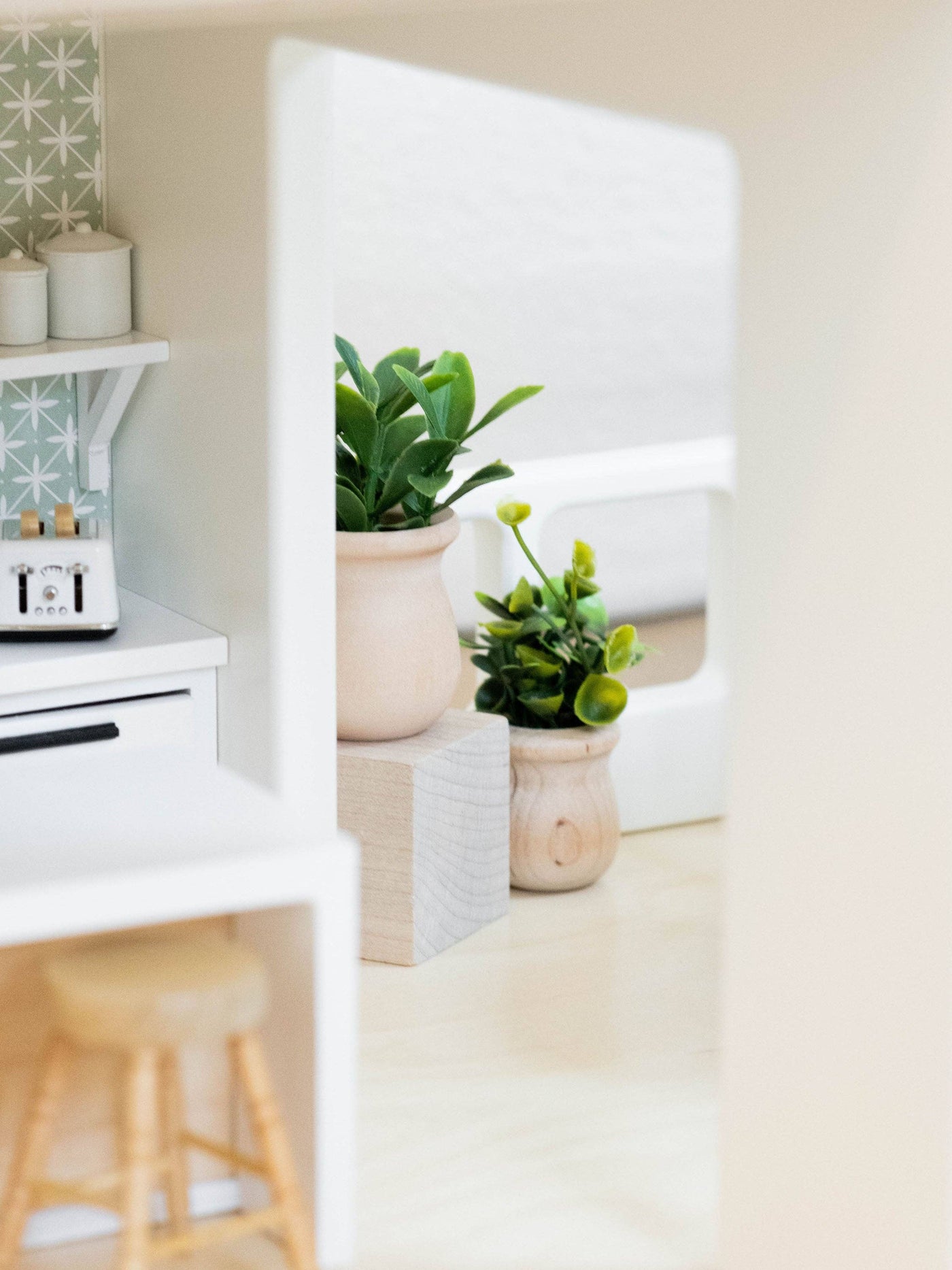 Dollhouse Cube Accent Table & Plant Stand | Natural Wood