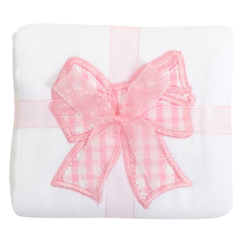 Pink Bow Applique Burp