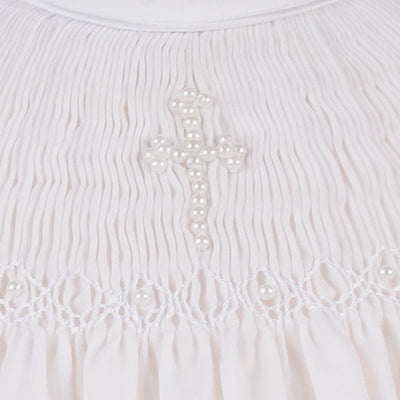 Hand Smocked Christening Pearl Cross Bishop