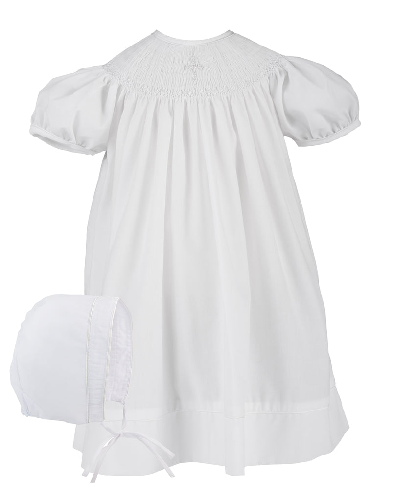 Hand Smocked Christening Pearl Cross Bishop