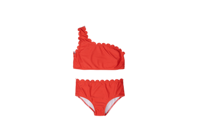 Bahama Red Two Piece Scallop Swim Suit