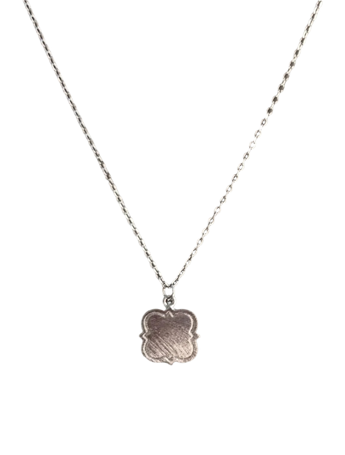 Silver Pointed Square Pendant Necklace