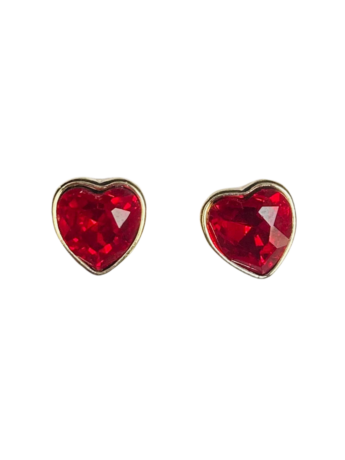 Red Gemstone with Gold Heart Earrings