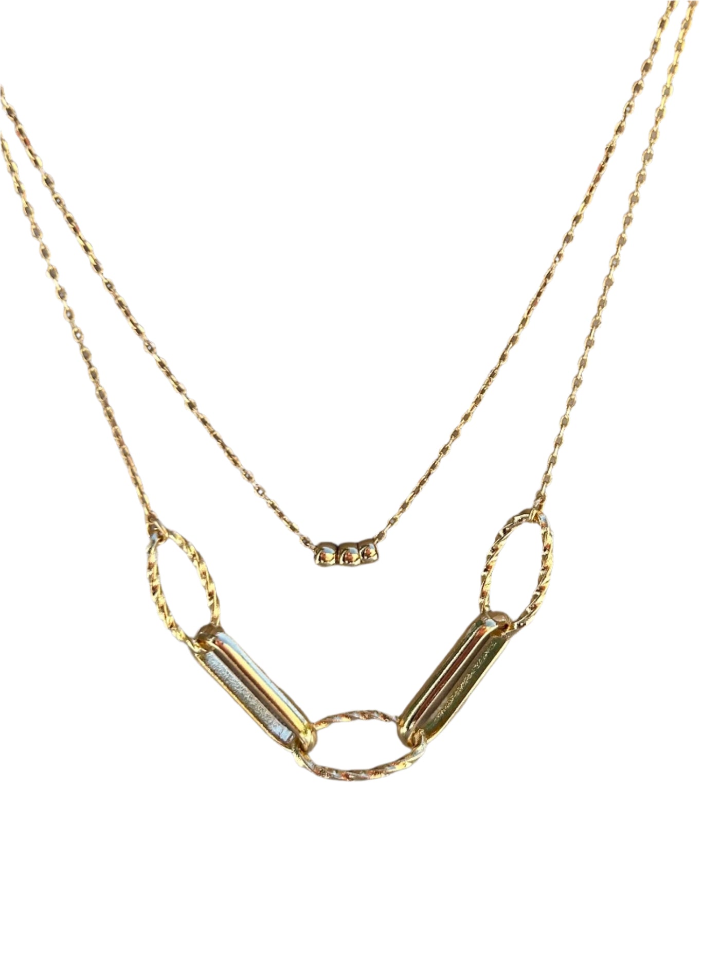 Gold Double Stack Large Paperclip Chain Necklace