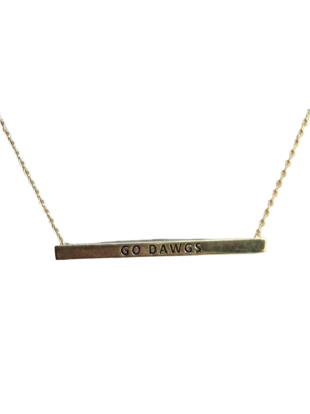 Gold "Go Dawgs" Bar Necklace