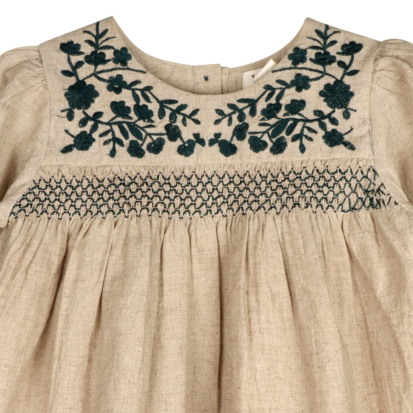 Meadow Breeze Linen Embroidered Oasis Dress 