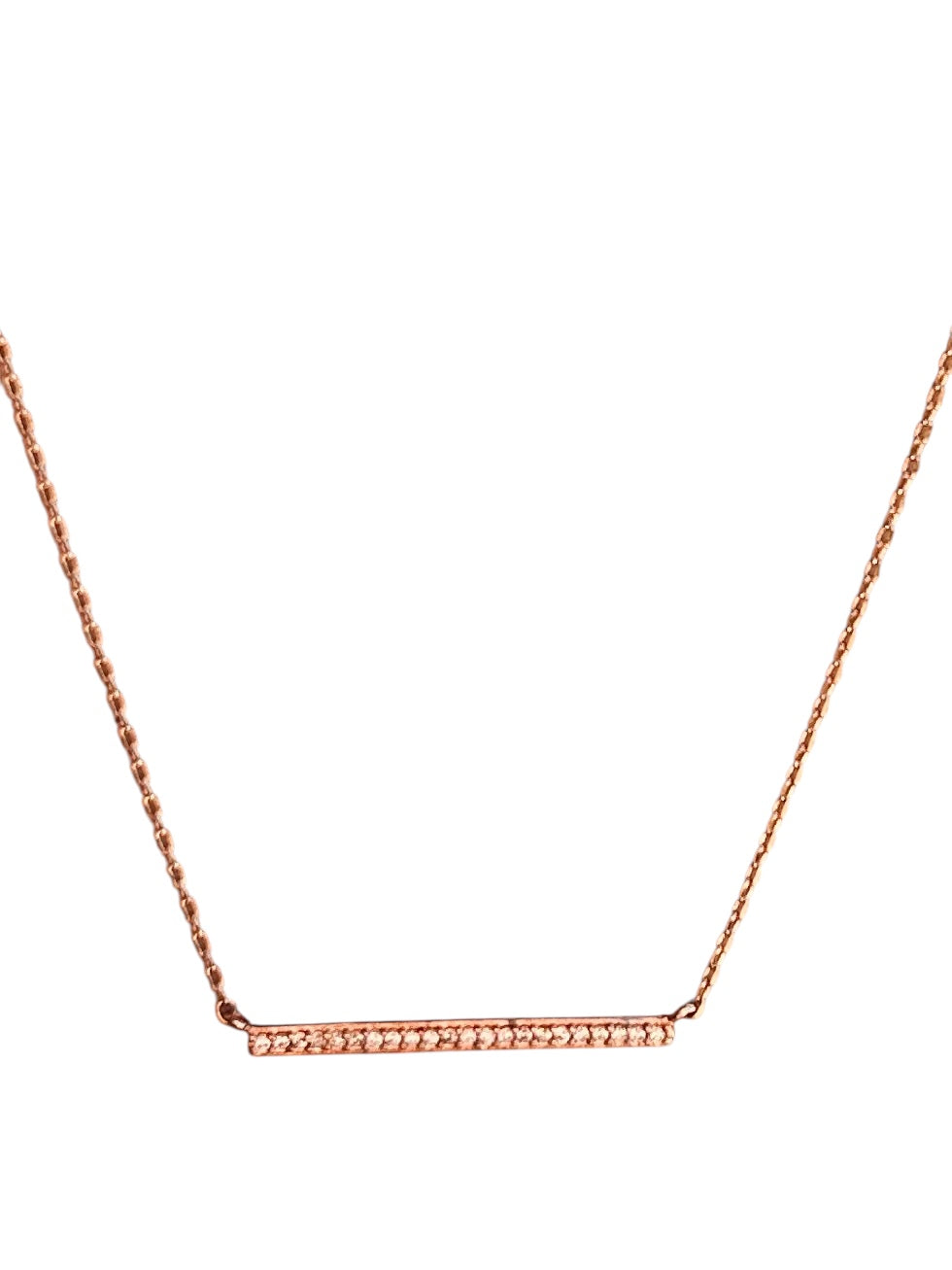 Rose Gold With Diamonds Bar Necklace
