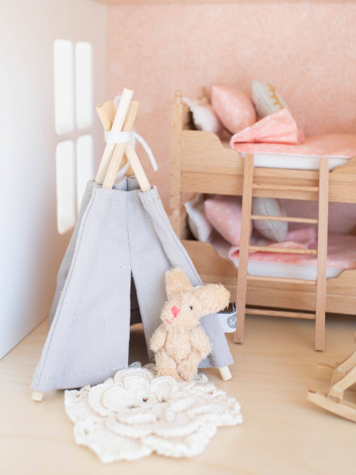 Dollhouse Plush Bunny Stuffed Animal | Multiple Colors: Brown