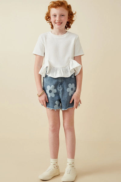 Mix Media Poplin Hem Knit Top Off White